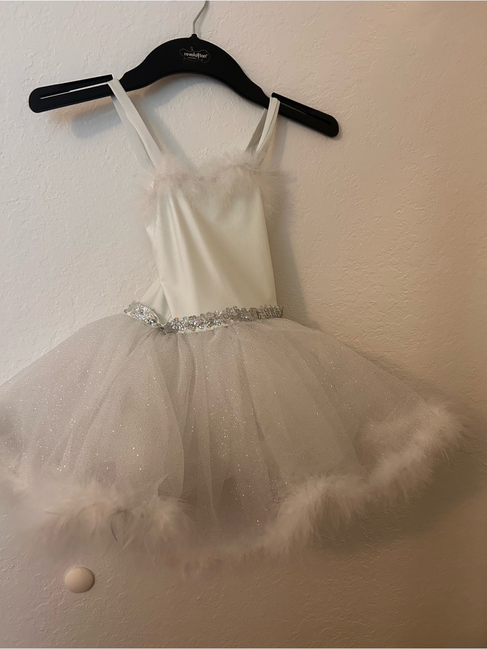 Revolution White Sparkle Snow Angel Nutcracker sequin/feather trim 3-4T